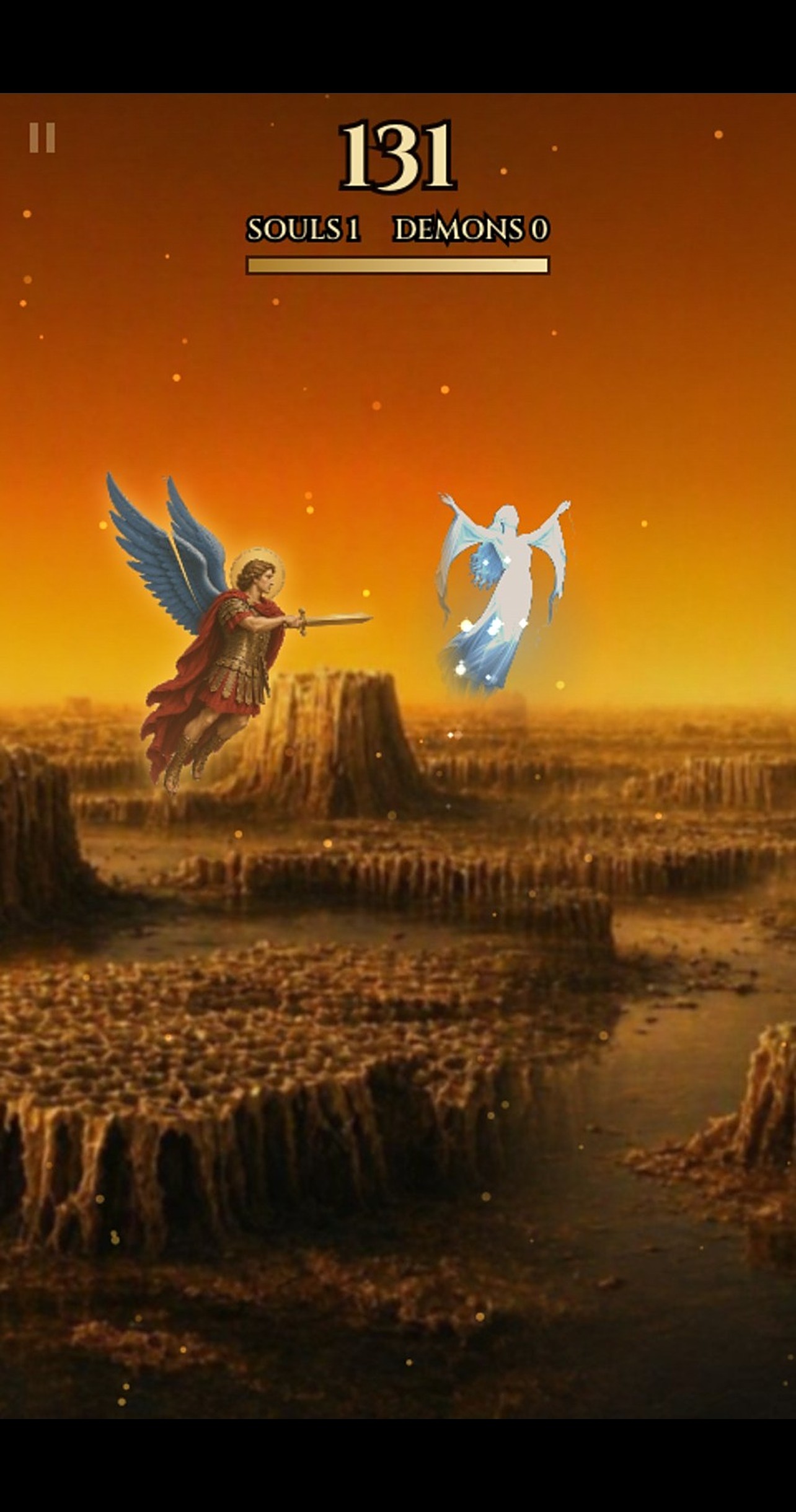 The angel rescuing a soul in the golden hive realm