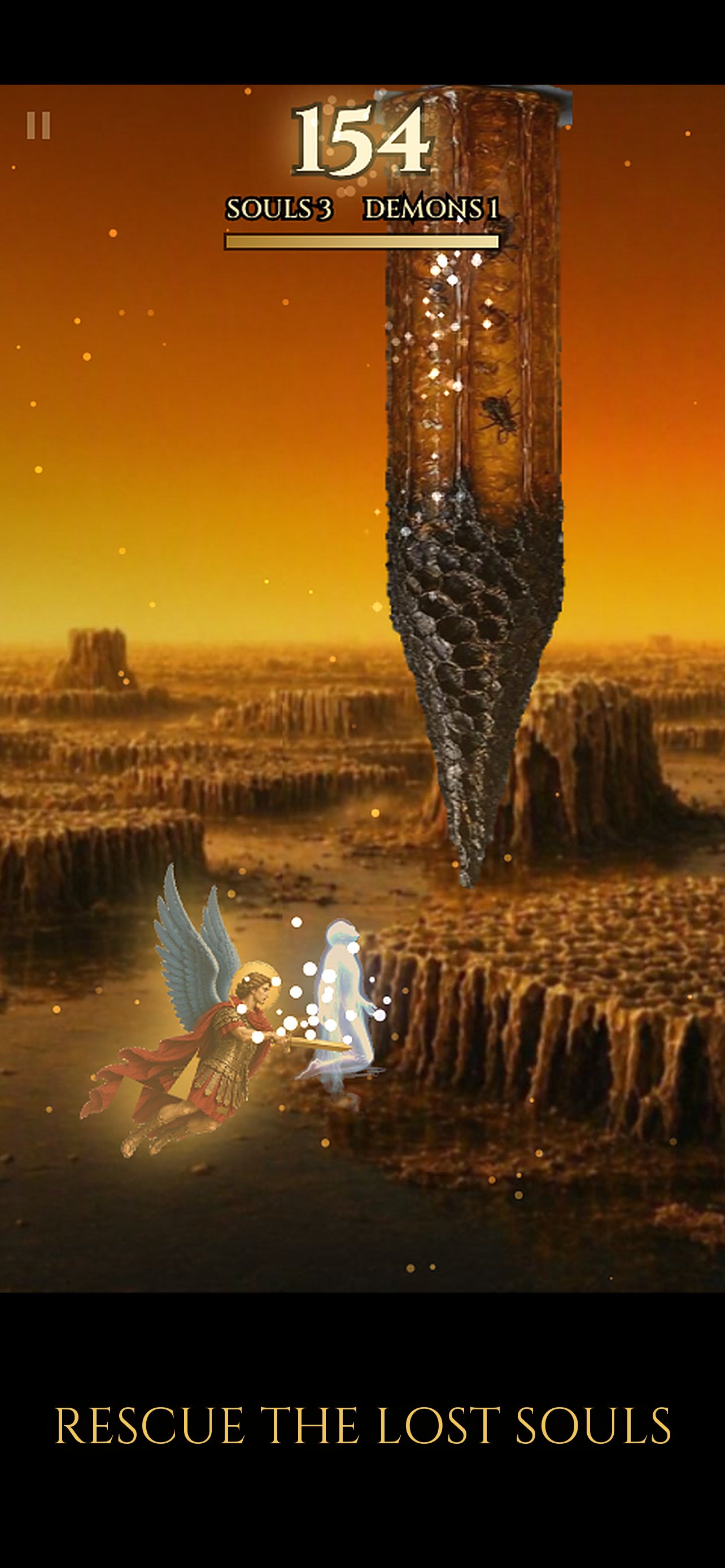The angel rescuing a soul in the hive