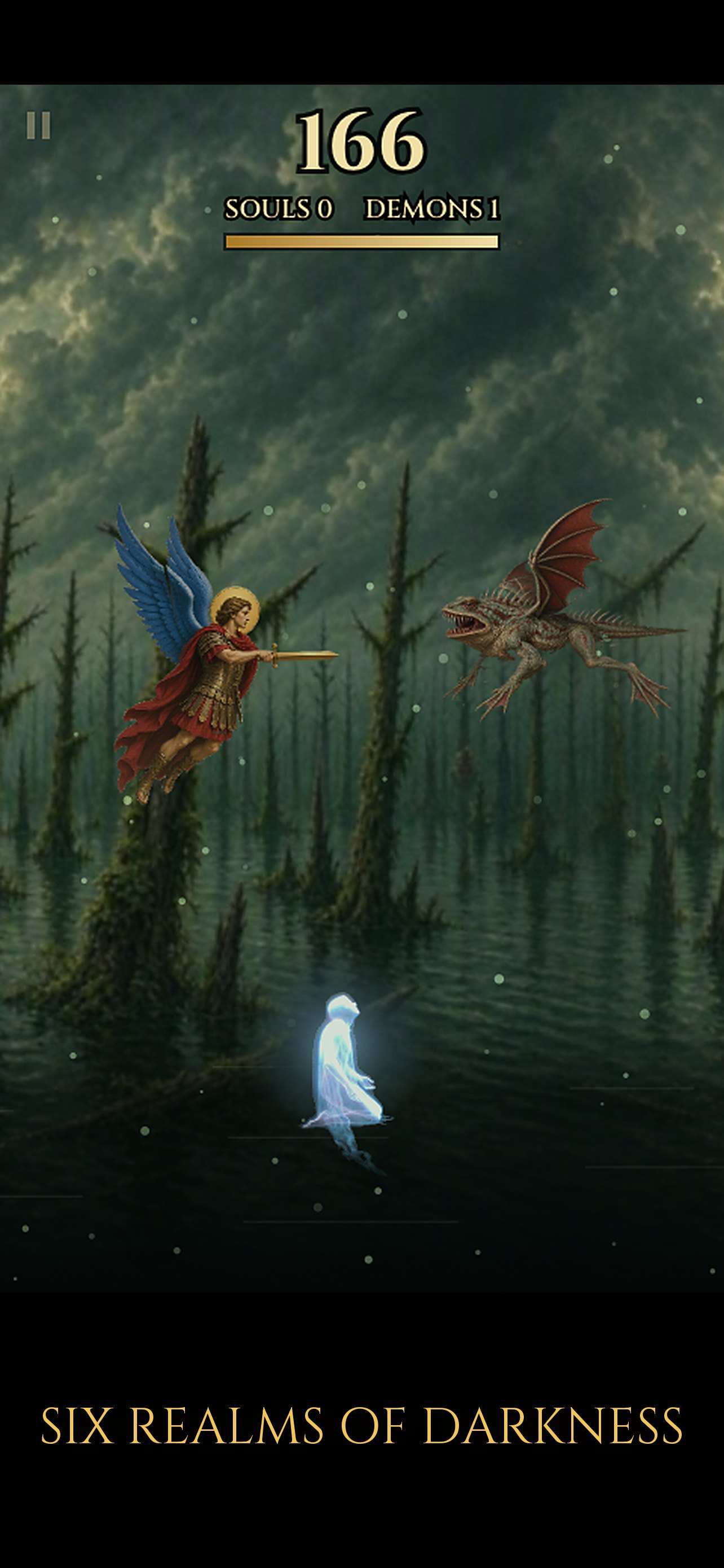 The drowned swamp with a demon and a kneeling soul
